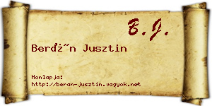 Berán Jusztin névjegykártya